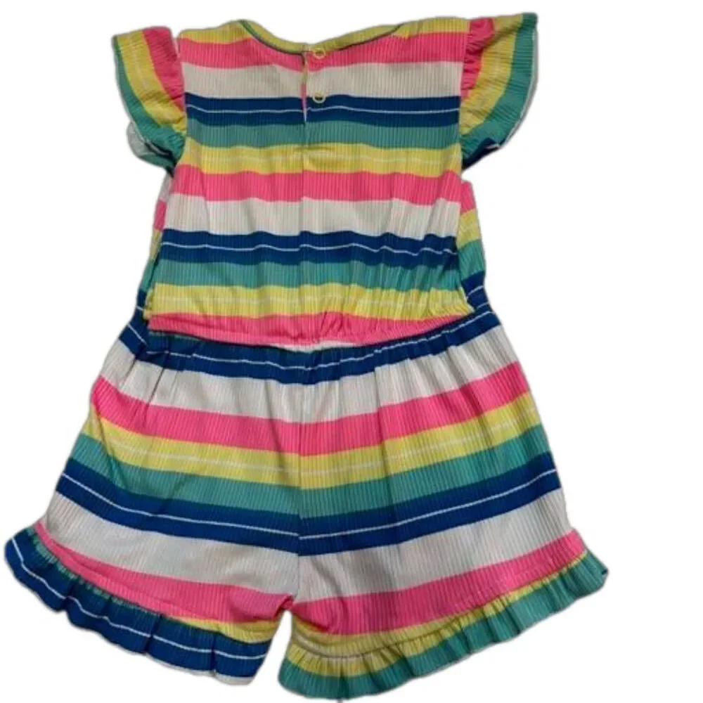 DELIAS Baby Girls Striped Romper Sleeveless Denim Vest Set Multicolor 2T NWT